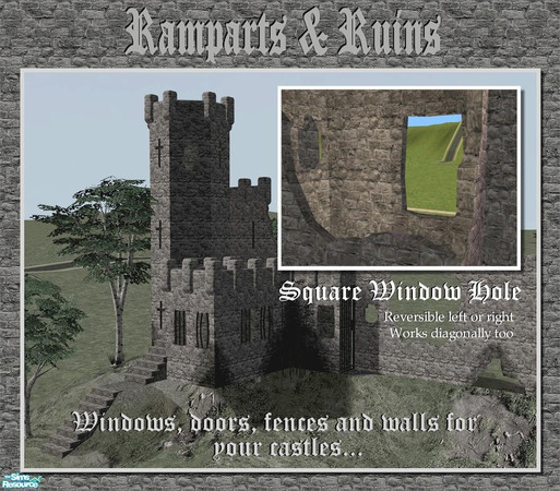 Sims 2 — Square-shaped Window Hole by Cyclonesue — A square hole where a window might once have been! Ideal for castle