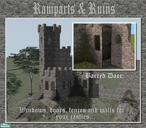 Sims 2 — Barred Door by Cyclonesue — Now with new diagonal support! A wrought iron barred door for your dungeons. Don't