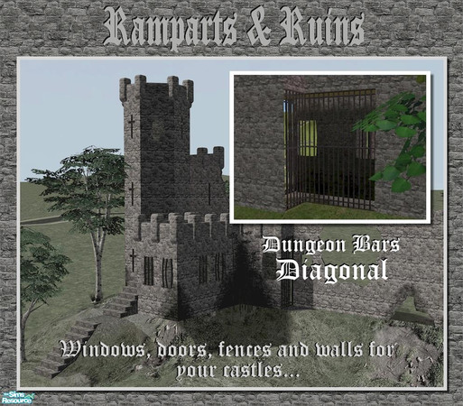 Sims 2 — Full Length Barred Window (Diagonal) by Cyclonesue — New DIAGONAL version of my full length wrought iron bars.