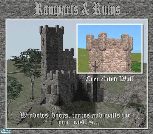 Sims 2 — Crenelated Wall by Cyclonesue — Add this wall piece by piece to create castle crenelations. YOU MUST OWN AT