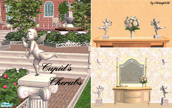 Sims 2 — Cupid's Cherubs by chrissy6930 — Cupid's Cherubs. Background is Pinecat's 'Victoria Gardens 6' redecorated, with