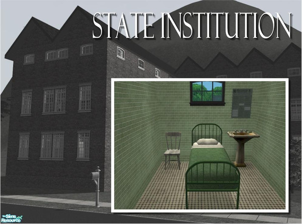 Sims 2 — State Institution Bedding - Green by Cyclonesue — Green bedding for the State Institution single bed. 