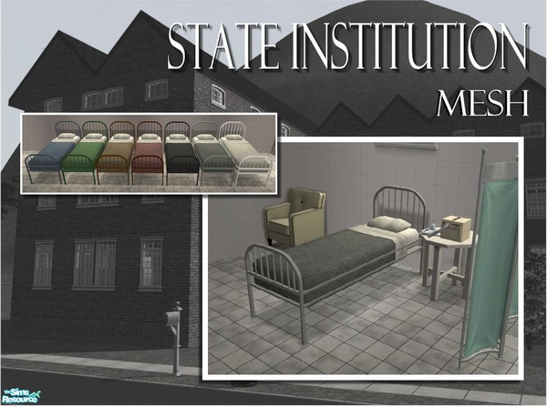 Sims 2 — The State Institution Bed - MESH by Cyclonesue — This is the mesh (in silver). You'll need this file for all the
