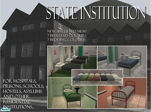 Sims 2 — The State Institution Bed by Cyclonesue — Cheap and totally institutionalised! A single bed designed for