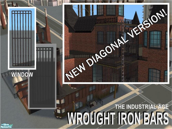Sims 2 — Industrial Age: Barred Window Diagonal by Cyclonesue — The diagonal version of my wrought iron barred window.