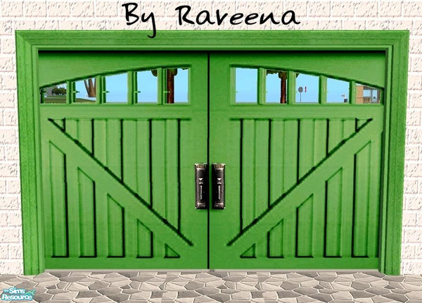 Sims 2 — Garage Door - Slats Green by Raveena — Part of the Garage Door 2 set. You need Windkeeper's 'flat garage door'