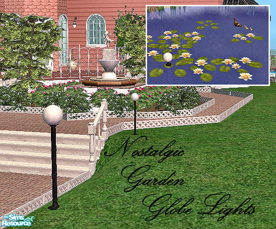 Sims 2 — Nostalgic Garden Globe Lights by chrissy6930 — Nostalgic garden and pond globe lights. Background is Pinecat's