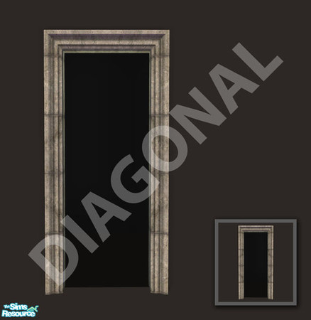 Sims 2 — Rejal Part 6 - Arch 01 narrow (no footstep) diagonal by Murano — Arch with stony frame inside and outside.