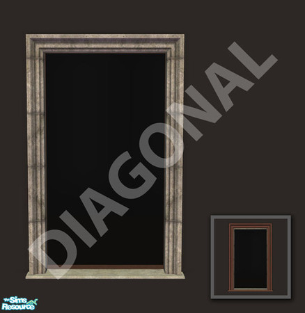 Sims 2 — Rejal Part 6 - Arch 03 BASE diagonal by Murano — Arch with stony frame outside and wooden frame inside. Diagonal
