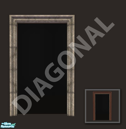 Sims 2 — Rejal Part 6 - Arch 03 (no footstep) diagonal by Murano — Arch with stony frame outside and wooden frame inside.
