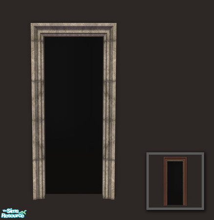 Sims 2 — Rejal Part 6 - Arch 03 narrow (no footstep) by Murano — Arch with stony frame outside and wooden frame inside.