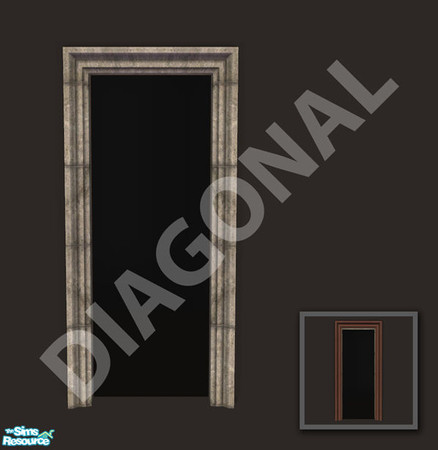 Sims 2 — Rejal Part 6 - Arch 03 narrow (no footstep) diagonal by Murano — Arch with stony frame outside and wooden frame