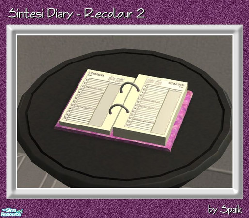 Sims 2 — Sintesi Diary REC2 Pink by Spaik — Recolour in pink of the diary for the Pink recolour of my Sintesi Study.