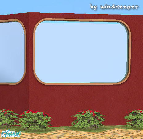 Sims 2 — HM 2-tile rounded window diagonal by Windkeeper — Diagonal version of HM 2-tile rounded window from this set.