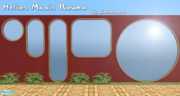 Sims 2 — Helios Maxis Round by Windkeeper — A set of roundish windows matching Maxis OFB full wall size windows. Includes