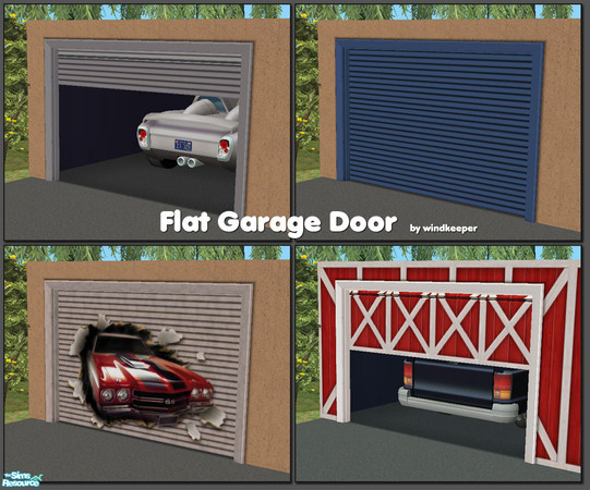 Sims 2 — Flat Garage Door by Windkeeper — Versatile garage door. Can be easily recolored to almost any style. Comes with