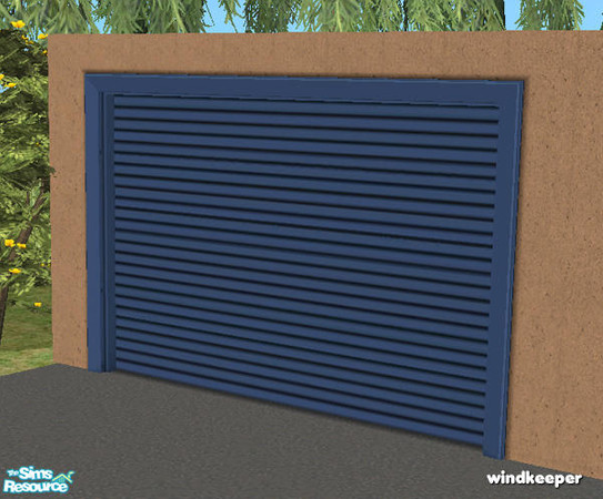 Sims 2 — Flat garage door - blue metal by Windkeeper — Recolor of "Flat garage door - mesh" from this set,