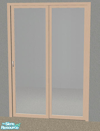 Sims 2 — Maya Build - Sliding Door STRAIGHT by Bitzybus — Part of the Maya Build set in light wood.