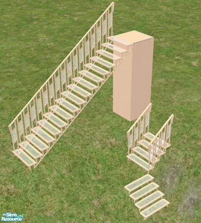 Sims 2 — Maya Build - Wood Modular Stairs by Bitzybus — Part of the Maya Build set in light wood. ***Needs special