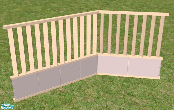 Sims 2 — Maya Build - Wood Half Wall by Bitzybus — Part of the Maya Build set in light wood. Requires NL and OFB