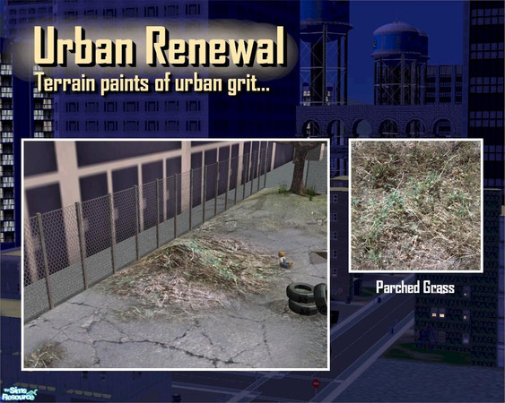 Sims 2 — Parched Grass and Weeds by Cyclonesue — Create patches of dry weeds and grass in your barren neighbourhoods.