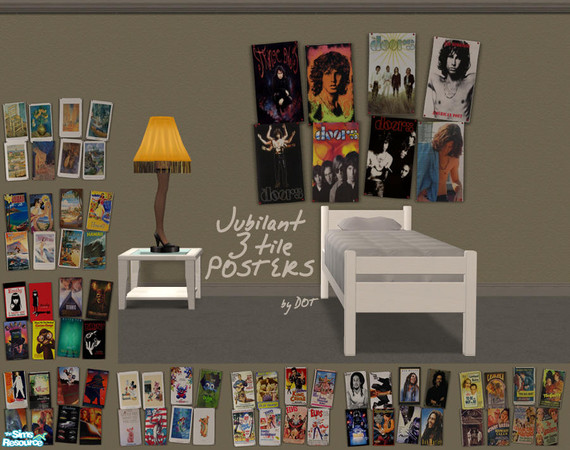 Sims 2 — Jubilant Posters by DOT — Jubilant Posters, 3 tiles. Sims 2 by DOT of The Sims Resource.