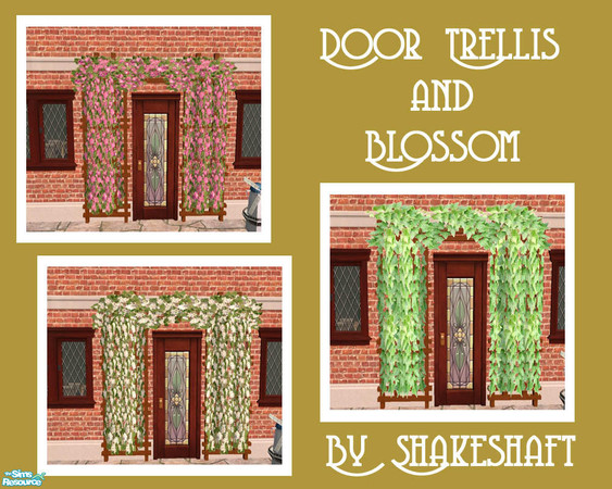 Sims 2 — Door Trellis and Blossom by Shakeshaft — A new mesh set comprising of a Door Trellis and Blossoms to decorate