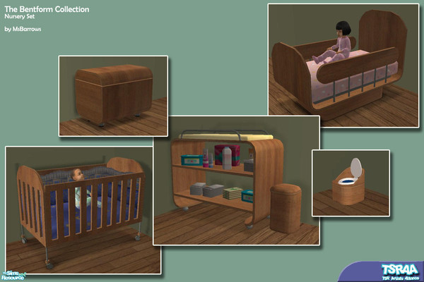 Sims 2 — Bentform Collection - Nursery Set by MsBarrows — Nothing says style like finely-veneered plyword bent into