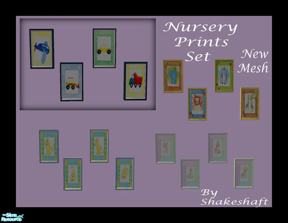 Sims 2 — Nursery Prints Set by Shakeshaft — Ideal for the nursery or childs room this new painting set consists of 1 New