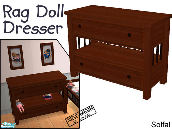 Sims 2 — Rag Doll Child - Dresser by solfal — Dresser with animations. The toys is a colour option. Download the recolour