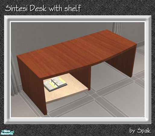 Sims 2 — Sintesi Desk with Shelf MESH by Spaik — A curved, modern but not too much, desk. It joines perfectly with the