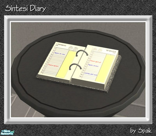 Sims 2 — Sintesi Diary MESH by Spaik — A decorative diary to complete a study or office. Can be found under