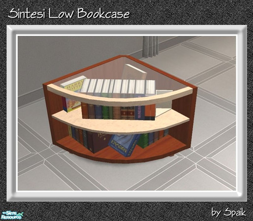 Sims 2 — Sintesi Low Bookcase MESH by Spaik — A curved, modern but not too much multi-functional bookcase, with an upper