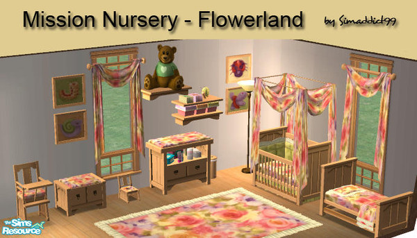 Sims 2 — Flowerland Nursery Set by Simaddict99 — These files will work for both my Mission meshes and Maxis Nursery