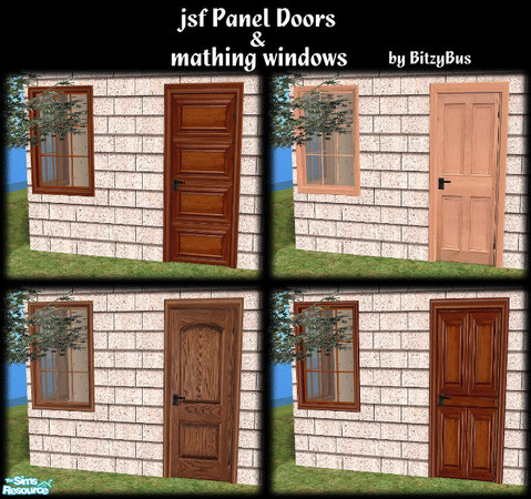 Sims 2 — jsf Panel Doors by Bitzybus — Four panel doors and mathing windows in cooperation with jsf Design, check out her