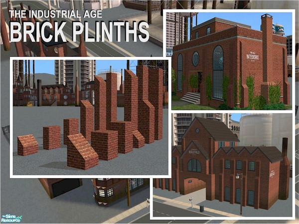 Sims 2 — Industrial Age Brick Plinths by Cyclonesue — A selection of brick plinths to add decorative touches to your