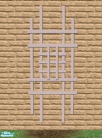 Sims 2 — Climbing Roses - Wall Trellis MESH by Bitzybus — Mesh file for the wall trellis. Vertices: 8 Polygons: 4