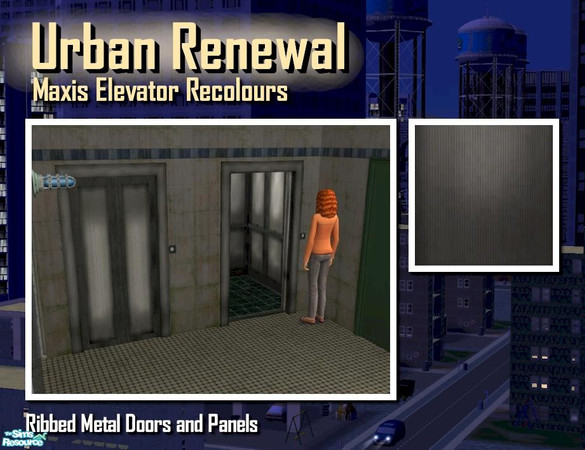 Sims 2 — Elevator ribbed steel door panel by Cyclonesue — This is the panel (not the metal trim) of the elevator in
