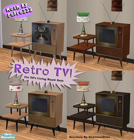 Sims 2 — Retro TVs! by Shannanigan — Recolors of Padre333's totally awesome Kitsch Televison Set. I saw his new mesh and