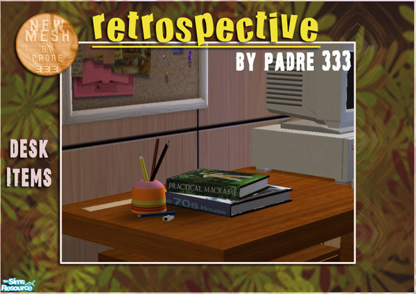 Sims 2 — Retrospective Livingroom - Desk Items by Padre — Desk Items incl. 2 books from the 70s. Enjoy!