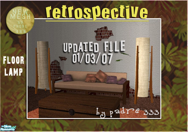 Sims 2 — **UPDATED** Retrospective Floorlamp by Padre — <strong>**UPDATED MESH FILE. NOW BETTER TEXTURE AND ABLE TO TAKE