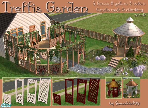 Sims 2 — Trellis Garden by Simaddict99 — Create the perfect, cozy, country garden with this trellis and arbour set.