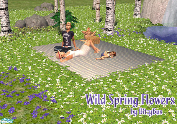 Sims 2 — Wild Spring Flowers by Bitzybus — A set of wild growing spring flowers. Decorative, no watering.