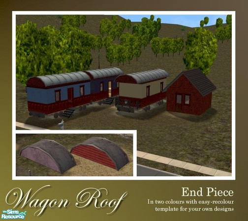 Sims 2 — Wagon roof - end piece by Cyclonesue — This is the end piece for your wagon roofs. Comes in two colours, but is