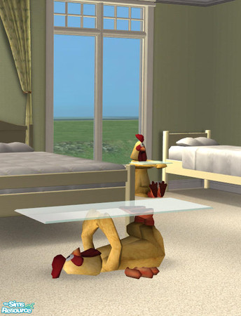 Sims 2 — Long Chicken Coffee Table MESH by DOT — Long Chicken Coffee Table MESH Yellow. Sims 2 by DOT of The Sims
