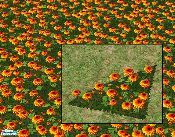 Sims 2 — Plastic Dahlias half-tile Mesh by chrissy6930 — Plastic Dahlias half-tile. Takes all its colors from Plastic