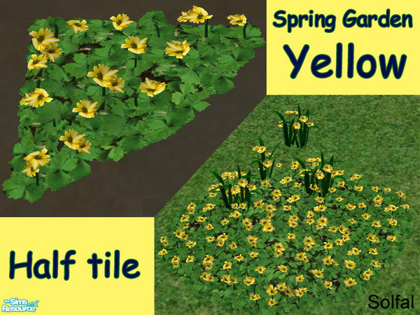 Sims 2 — Spring Garden Yellow halftile by solfal — New colours for my Swedish flowers. Workes like Maxis flowers. Use