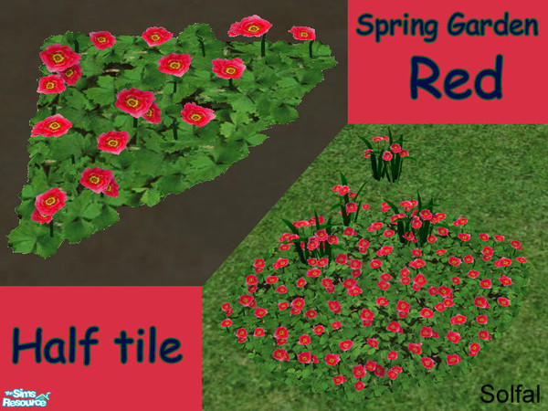 Sims 2 — Spring Garden Red halftile by solfal — New colours for my Swedish flowers. Workes like Maxis flowers. Use them