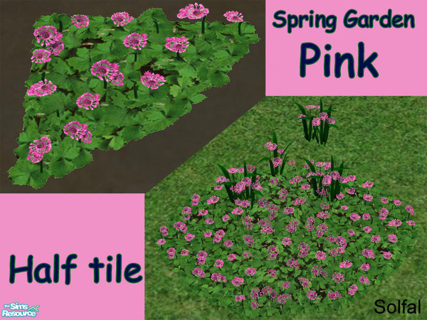 Sims 2 — Spring Garden Pink halftile by solfal — New colours for my Swedish flowers. Workes like Maxis flowers. Use them