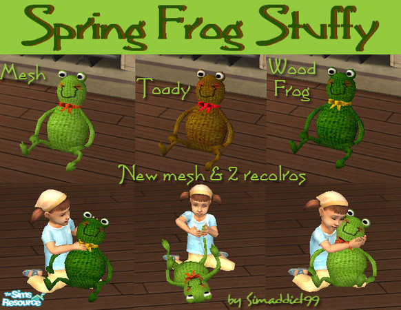 Sims 2 — Frog Stuffy by Simaddict99 — Brighten your sim toddler or child's day with this adorable spring time frog, or